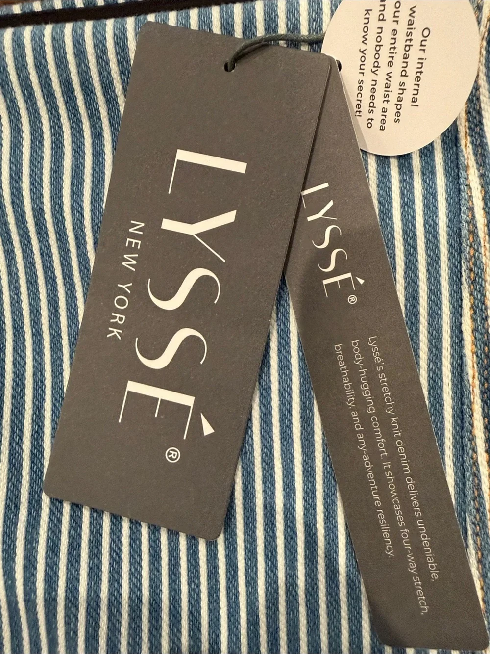 Lysse Blue and White Striped Ankle Cropped Jeans